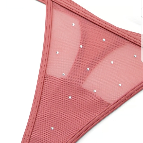 Victoria's Secret PINK Strappy String Thong Panty NWT Rhinestone Crystal's - Picture 2 of 12